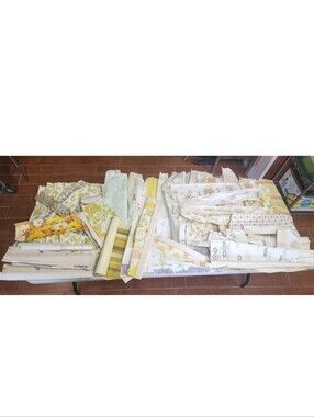 Vintage Mid Century Wallpaper Remnant Lot Craft/Scrapbook GOLD!! MCM Wall Decor
